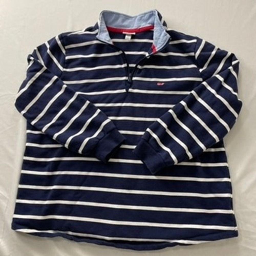 Vineyard Vines - Target Collab Navy White Striped 1/4 Zip Pullover Sweatshirt 1X